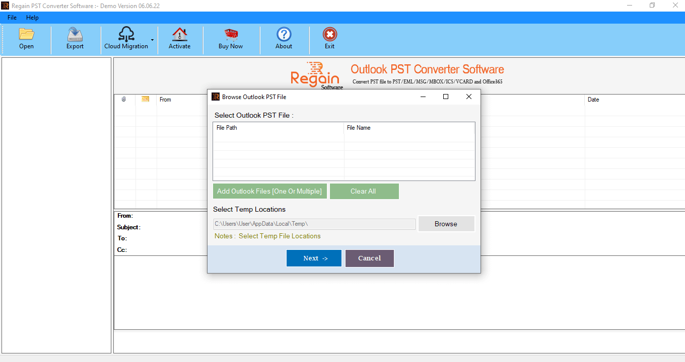 Welcome Screen- Outlook PST Converter Software